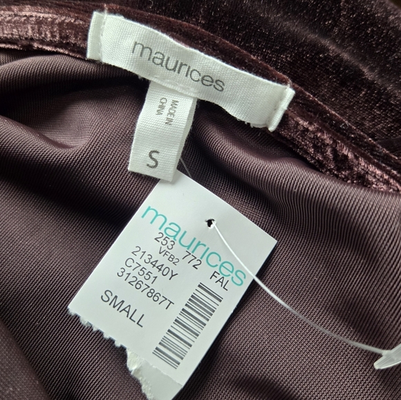 NWT Maurice's Velvet Short Puffy Sleeve Scoop Neck Top - Picture 11 of 14